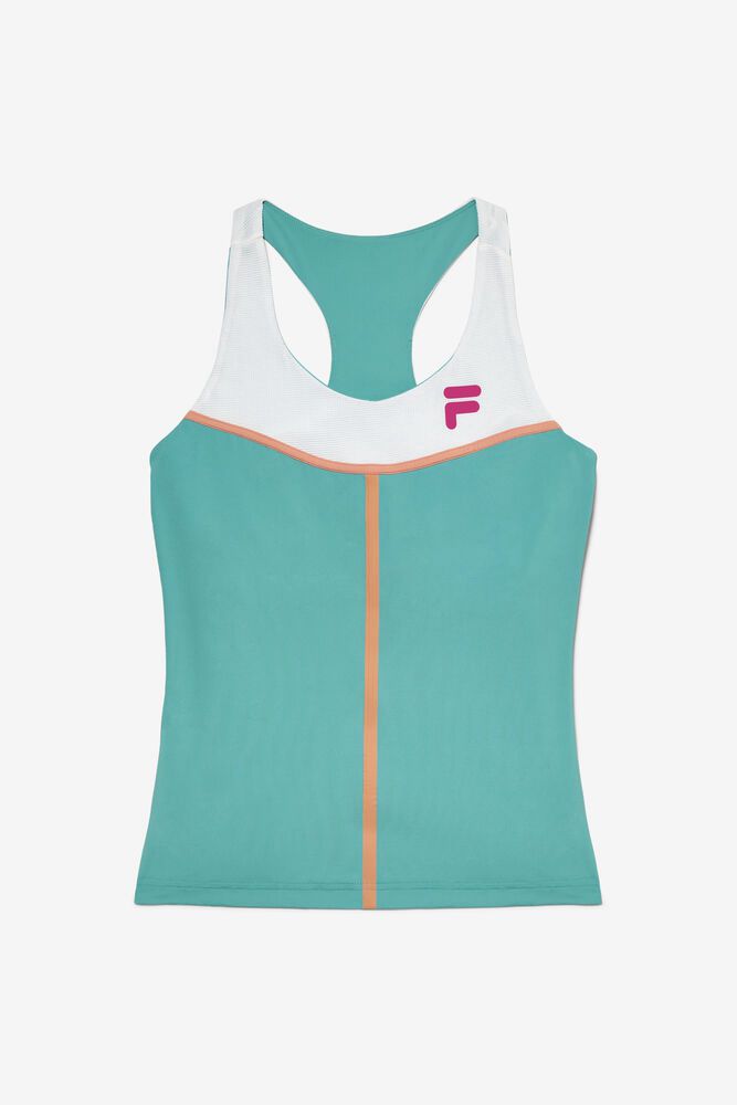 Fila Bevans Laser Racerback Tank Top Turquoise - Womens - 20549DFTB